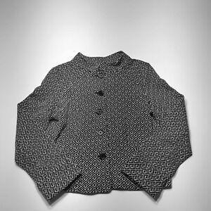 Nicole Miller Blazer Jacket‎ Women's Size 8 Black White Greek Key Patern